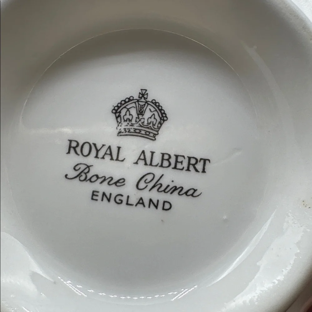 Royal Albert Elegant White Bone China teacup, and saucer pink rose vintage